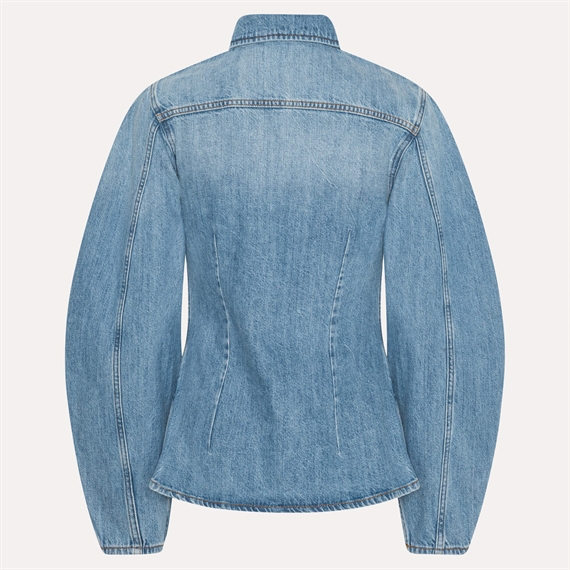 Rotate Denim Fitted Skjorte, Light Blue Denim 